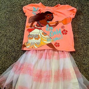 Girls 2 piece princess Moana skirt set